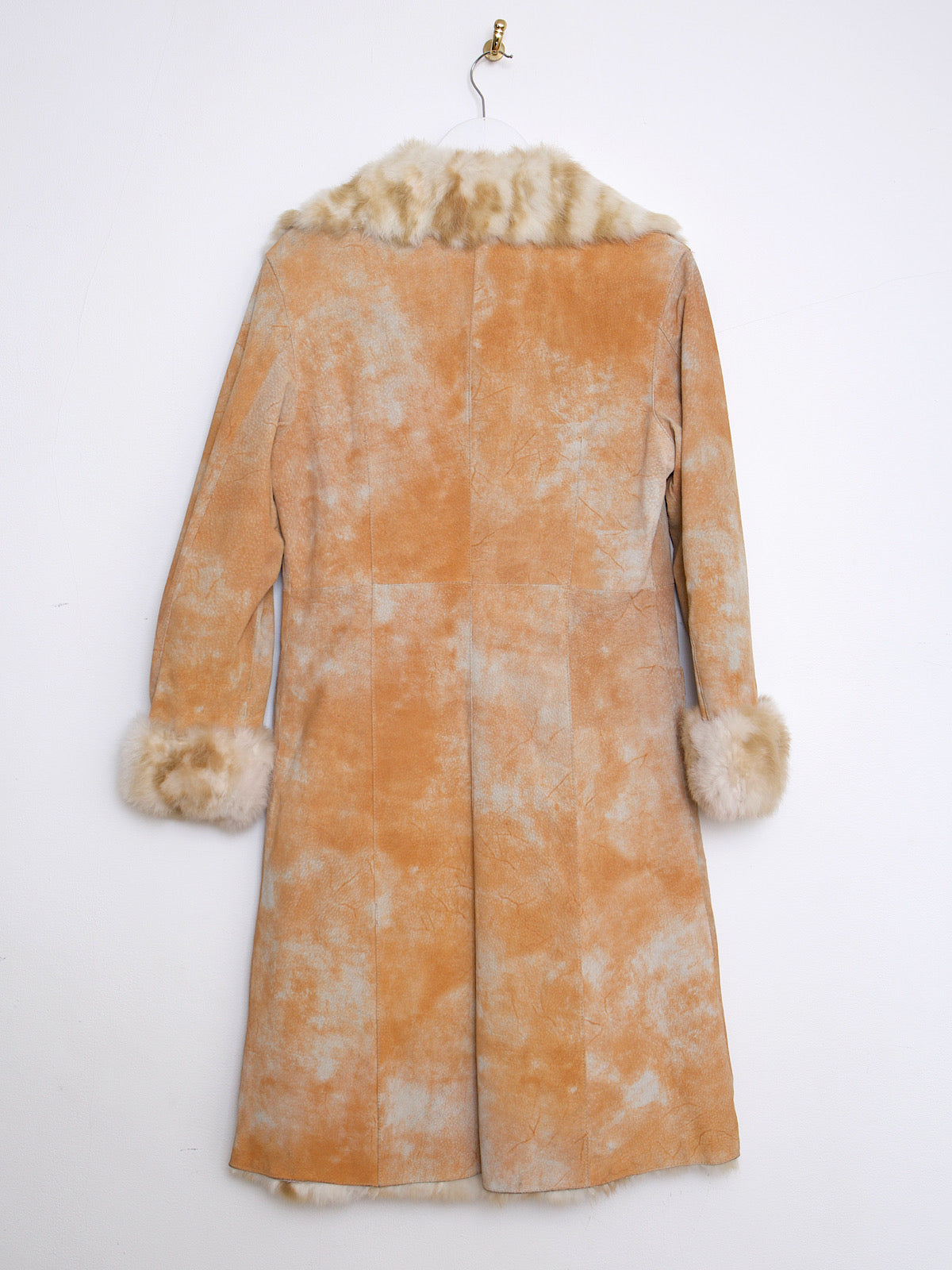 Y2K real suede leather and fur coat tie dye effect