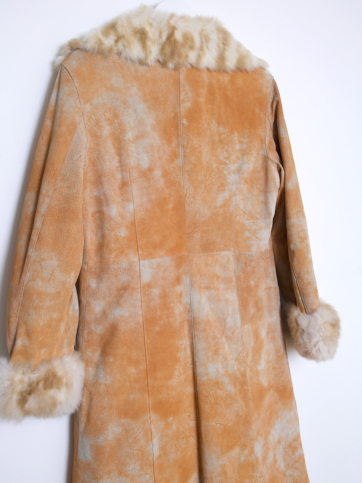 Y2K real suede leather and fur coat tie dye effect