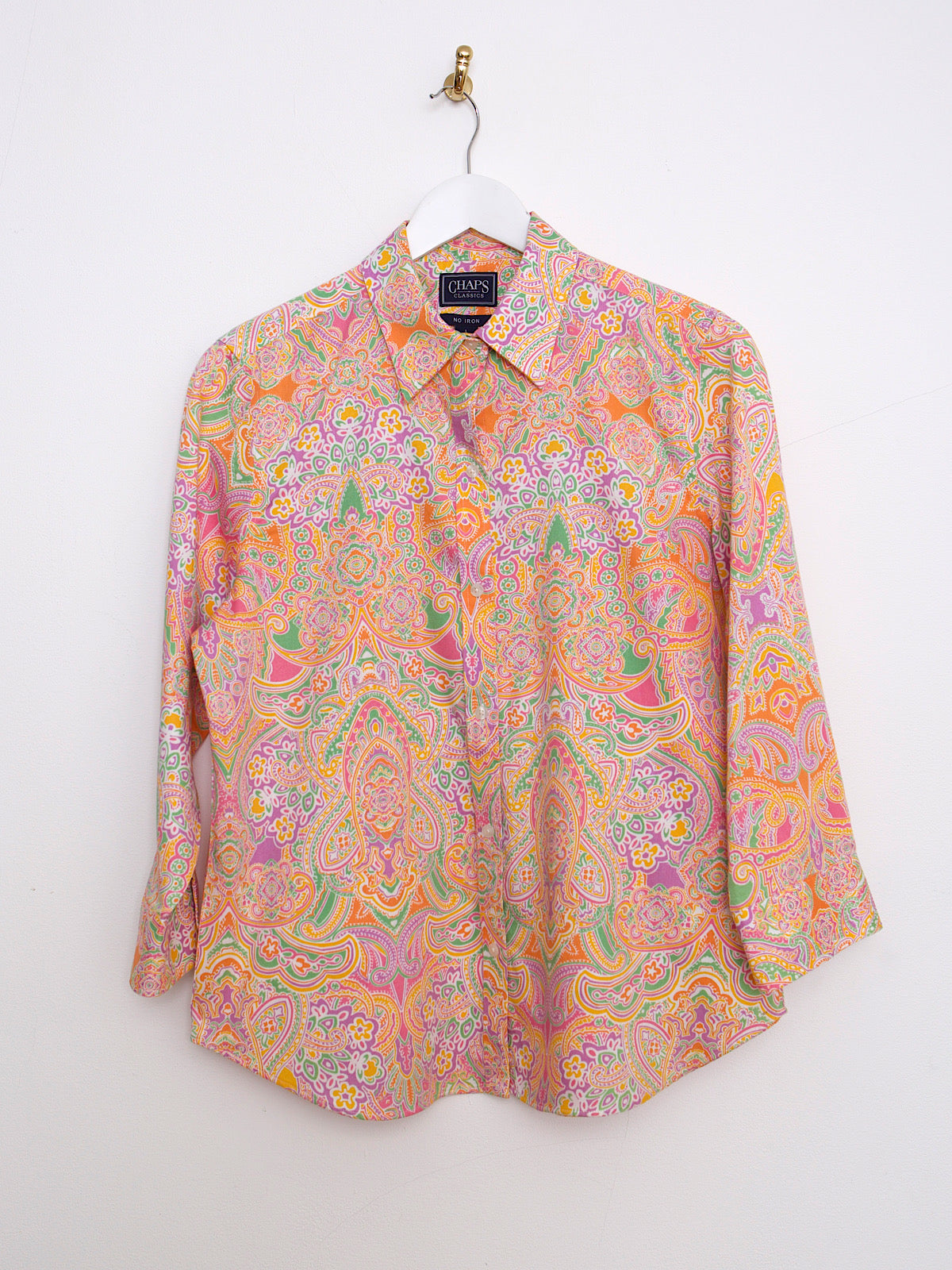 Pastel colour paisley cotton shirt 3/4 sleeves