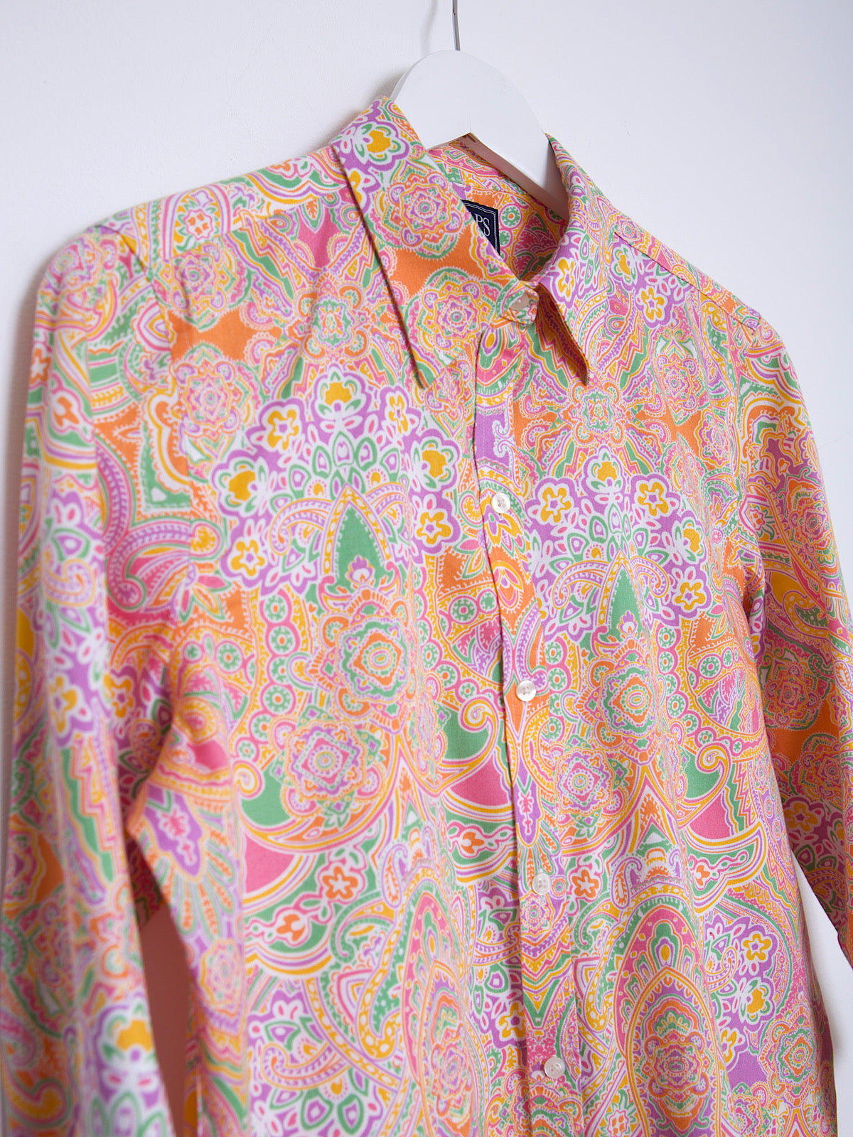 Pastel colour paisley cotton shirt 3/4 sleeves