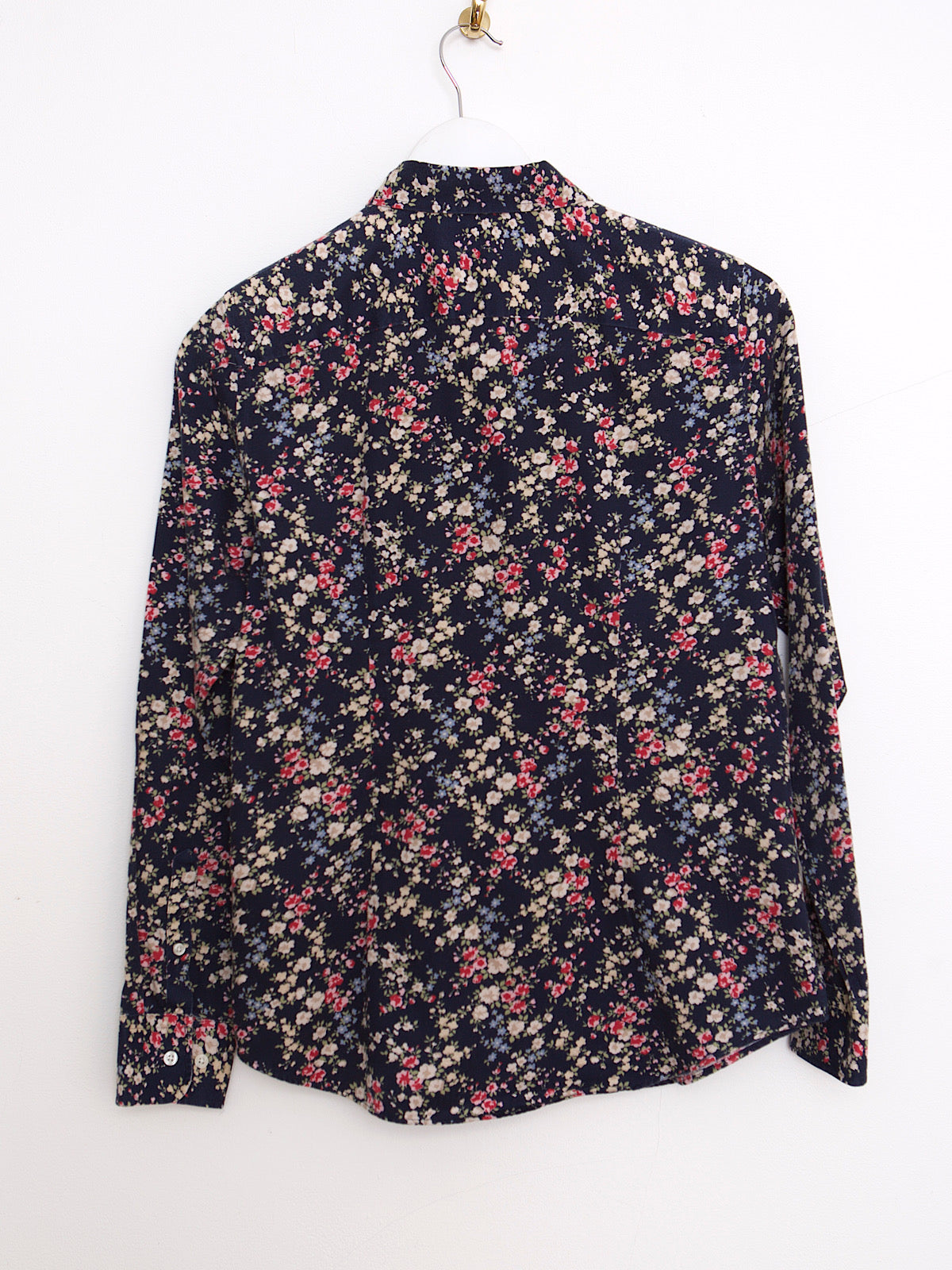 Cotton floral shirt navy long sleeves