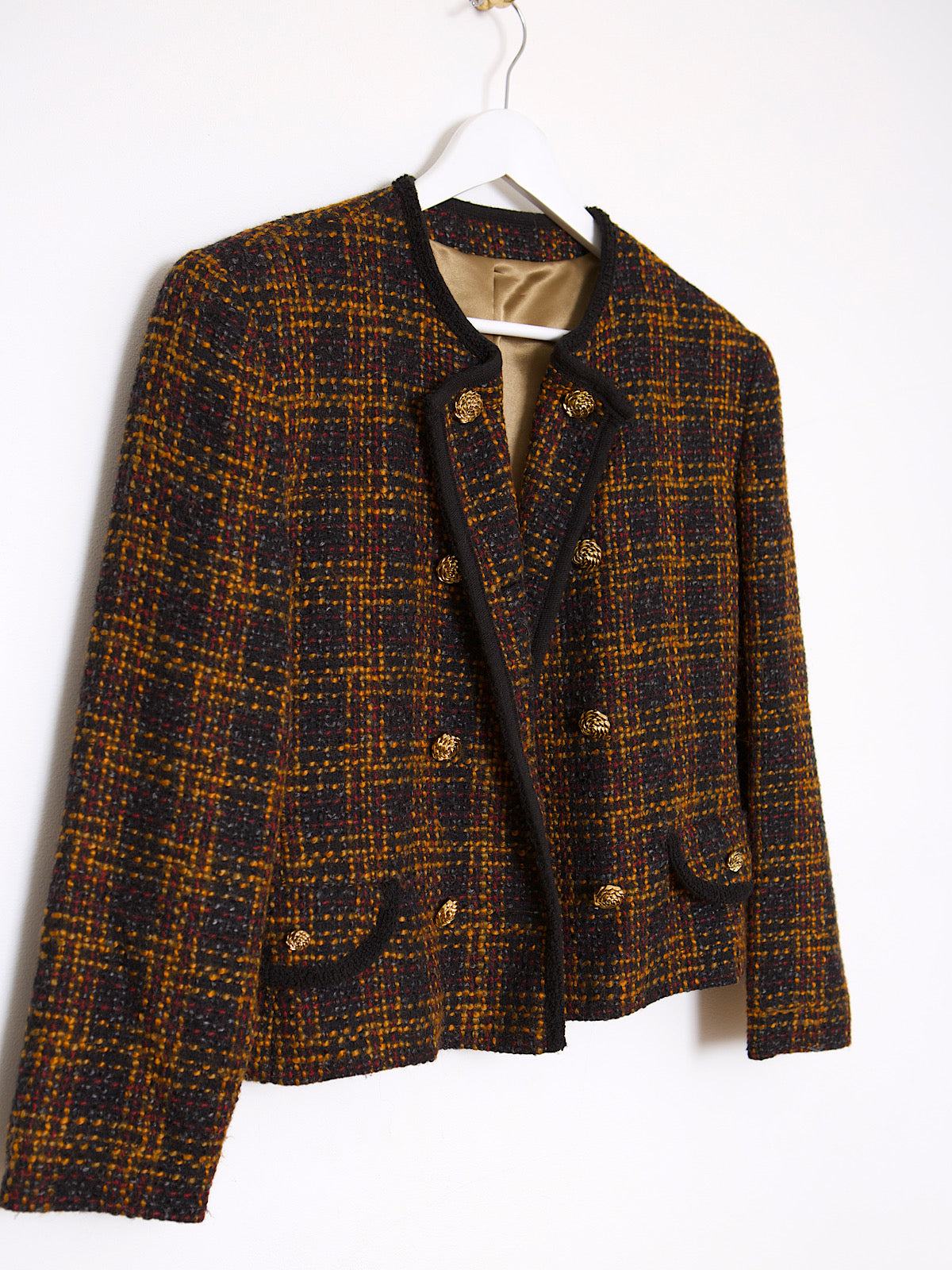 Vintage boxy blazer wool tweed gold buttons by St Michael