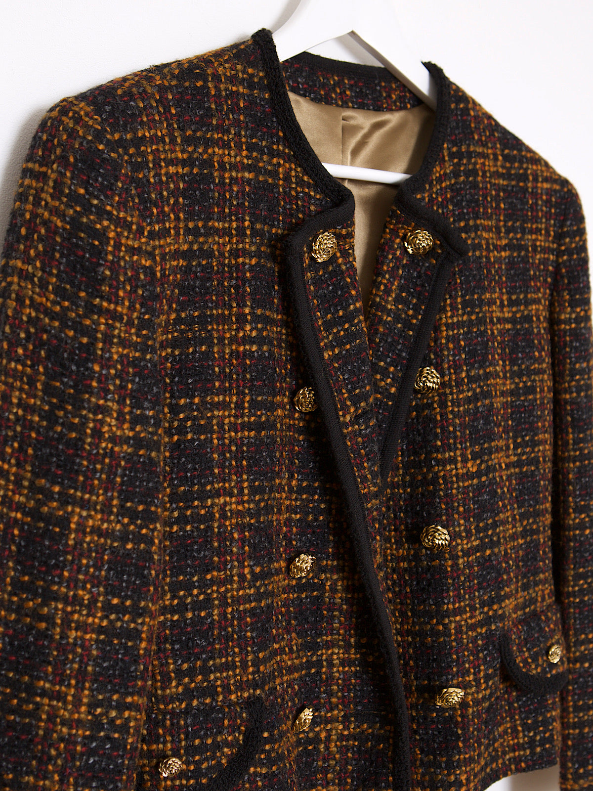 Vintage boxy blazer wool tweed gold buttons by St Michael