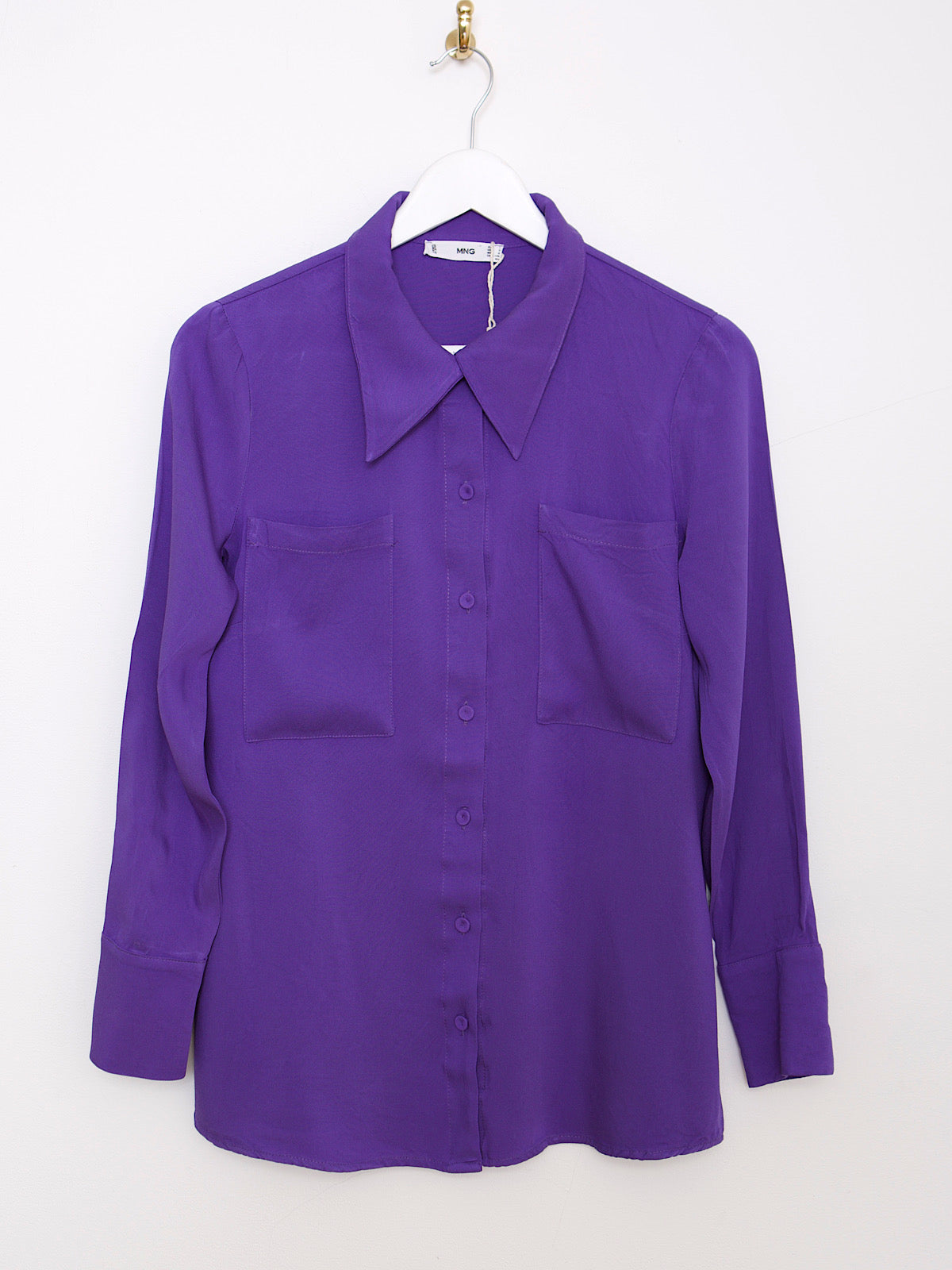 Vintage purple shirt long flat collar by Morgan