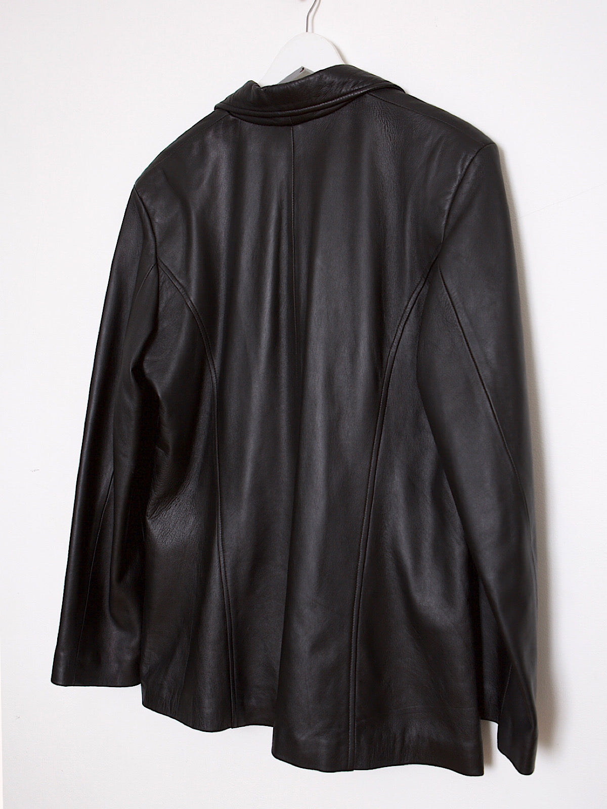 Vintage black leather jacket mid length