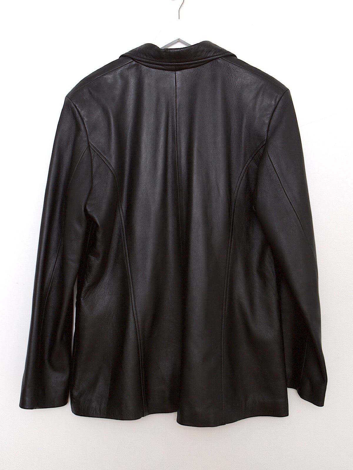 Vintage black leather jacket mid length