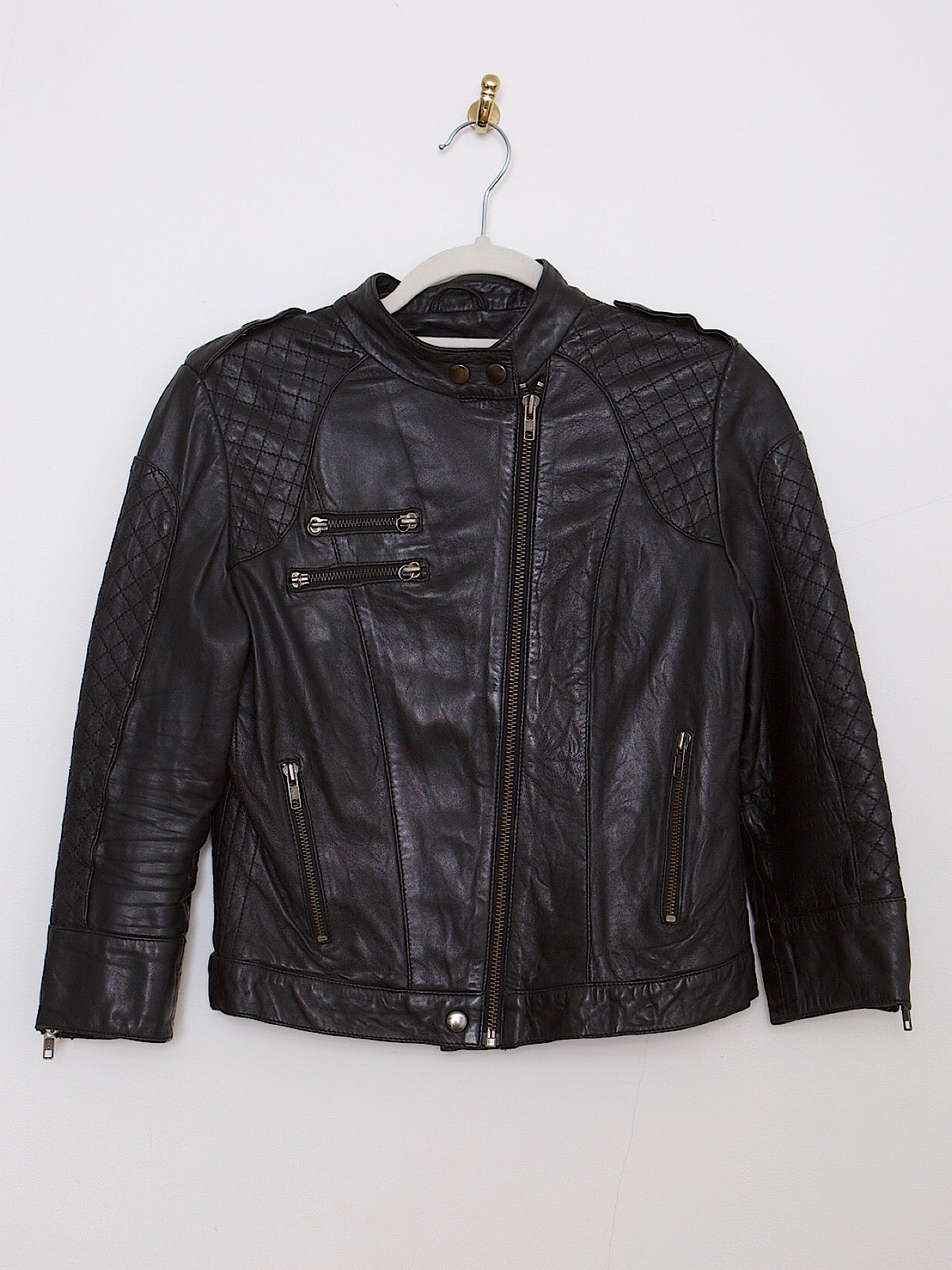 Soft leather biker jacket in black