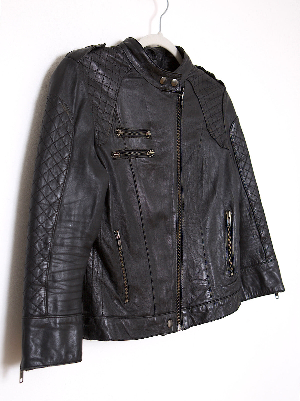 Soft leather biker jacket in black