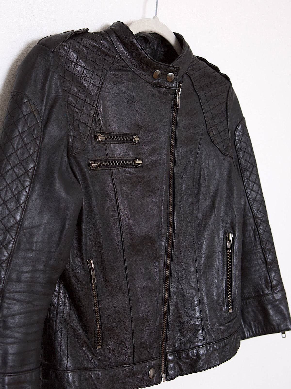 Soft leather biker jacket in black