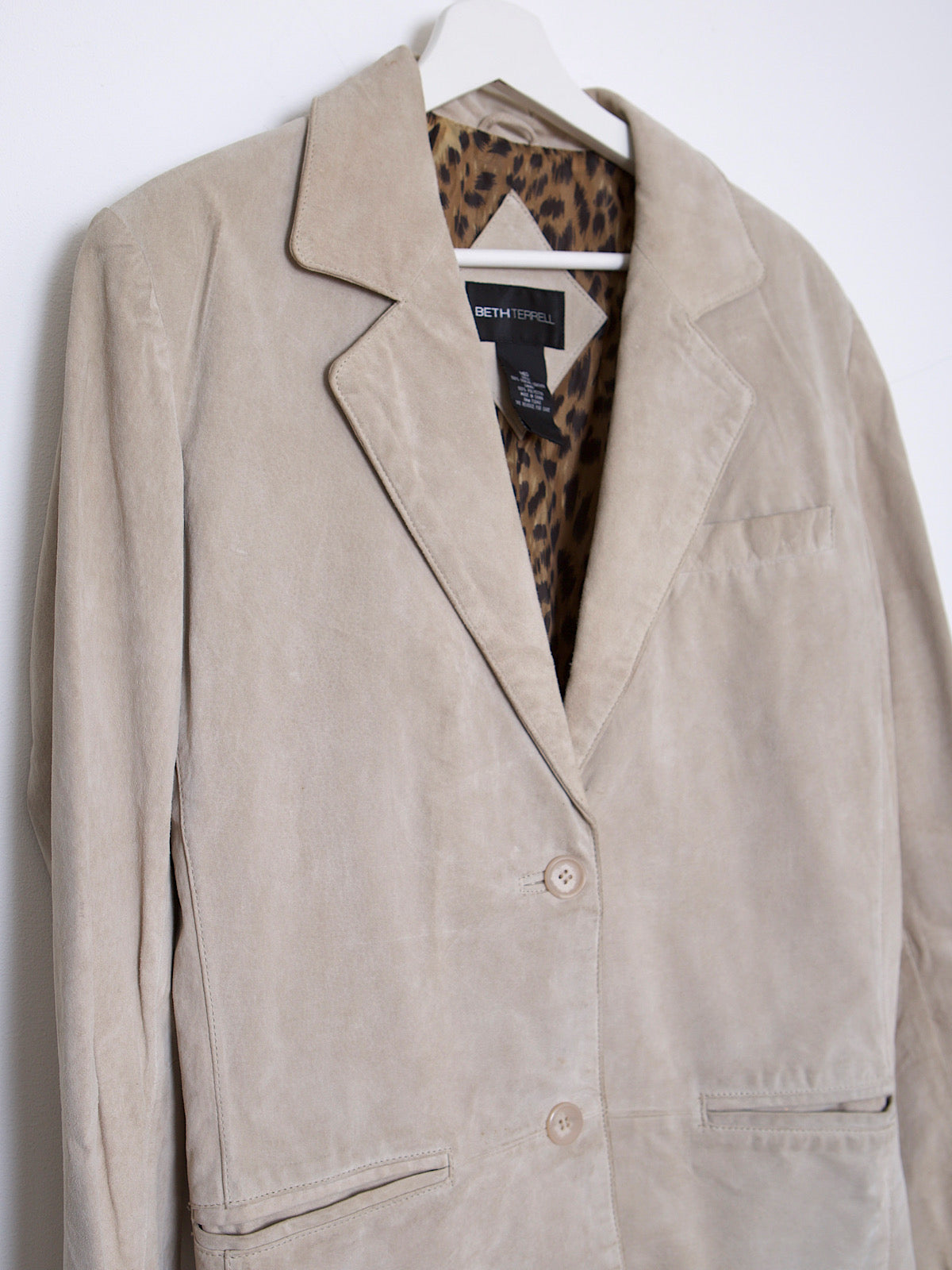 90s vintage beige leather suede jacket