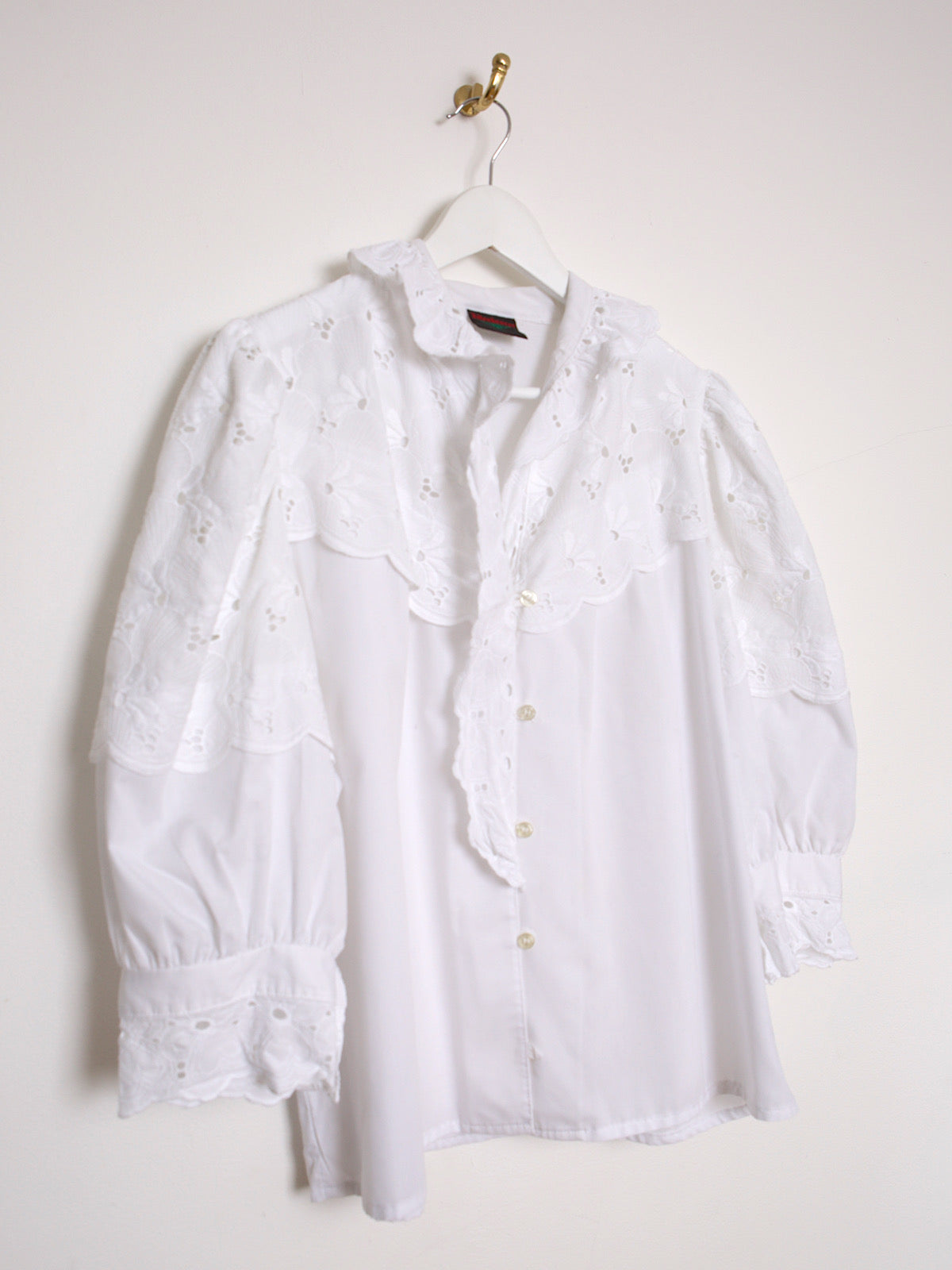 Vintage broderie anglaise white cotton shirt