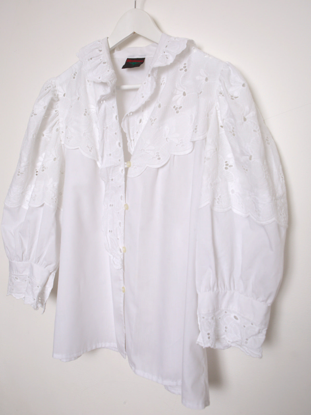 Vintage broderie anglaise white cotton shirt