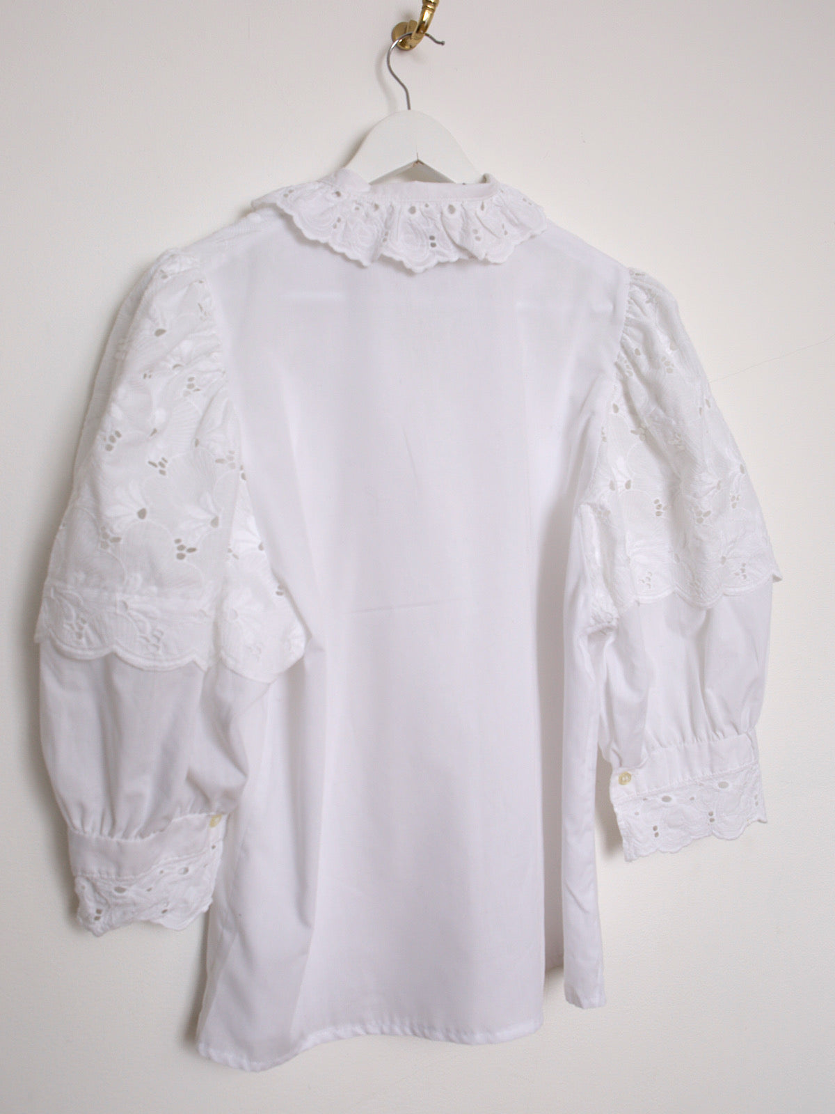 Vintage broderie anglaise white cotton shirt