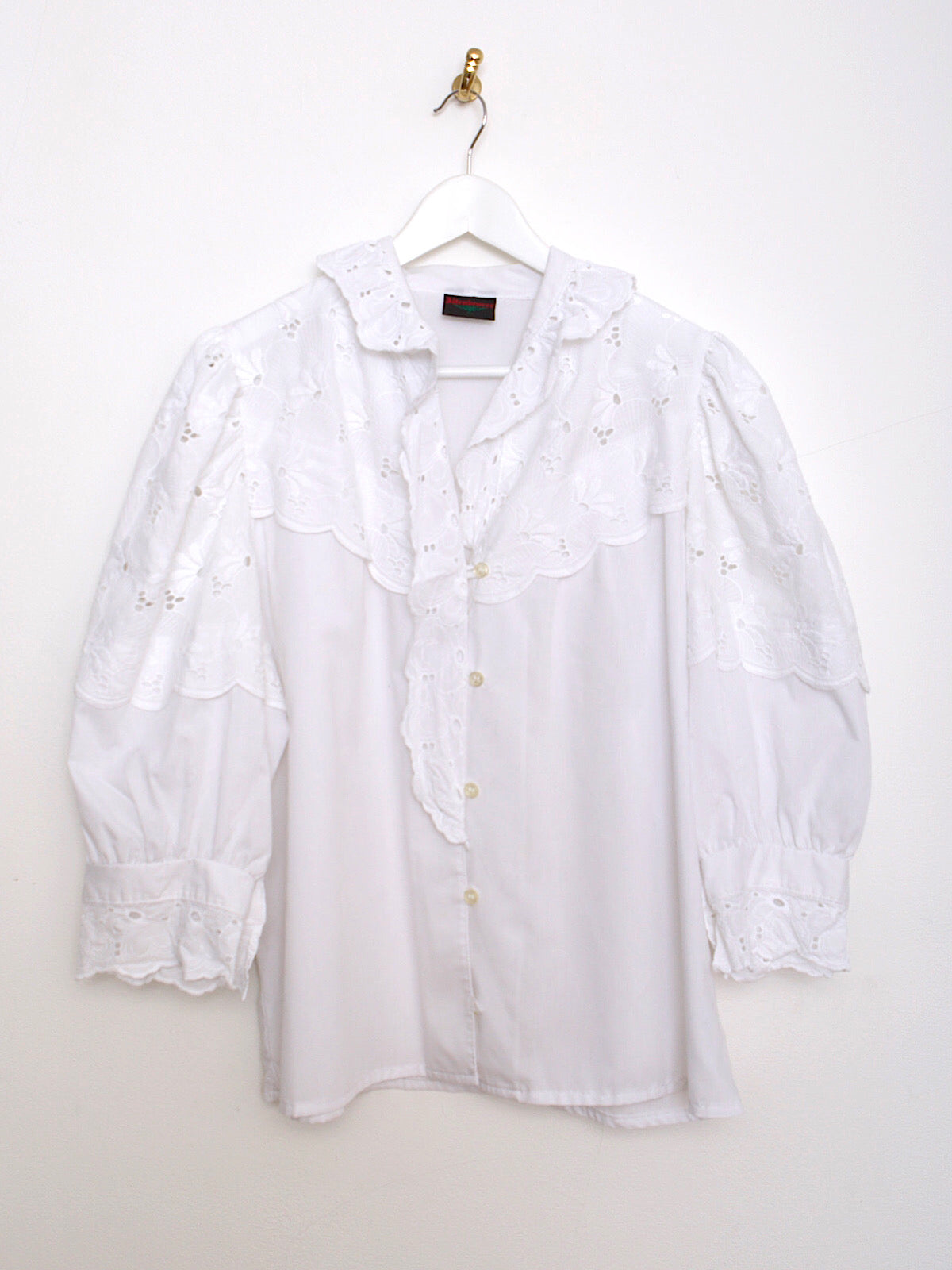 Vintage broderie anglaise white cotton shirt