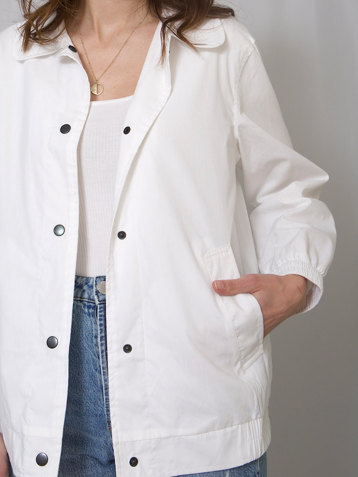 90s Vintage white cotton  jacket